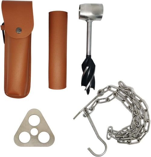 Necygoo Manual Auger Survival Tools Includes Hand Auger Wrench and Camping Tripod Board with Chain for Cookware Hanging Bushcraft Survival Settlers Tool