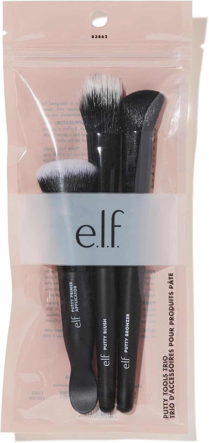 e.l.f. Putty Tools Trio 3 Face Brushes for e.l.f Putty Products Made with Synthetic Duo Fiber Bristles, Vegan and Cruelty-Free
