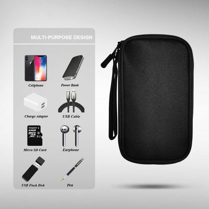 Electronics Organizer Bag Pouch Cable Charger Organizer Travel Shockproof Cord Carrying Case for Earphone Powerbank USB Hard Drive SD Card (Black)