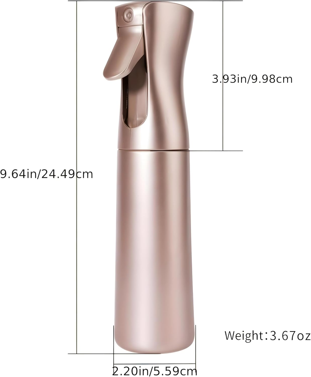 Premium Mist Spray Bottle - Continuous Fine Mist Water Sprayer for Hair Styling, Plants, Cleaning, Ironing, Salon & Skin Care - Refillable, Ergonomic Design, Rose Gold (200ml)