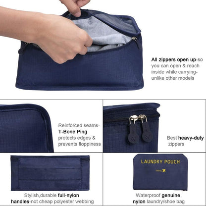 Vicloon Travel Suitcase Organizer Set 6/8 Pieces, Cube Storage Bags, Waterproof Separators Pouches Travel Organizer, Travel Organizer for Clothes, Shoes, Cosmetics Packing Cubes