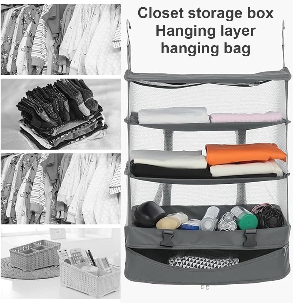 MTSDM Hanging Travel Shelves Bag, Portable Hanging Travel Shelves, Packing Organizer for Luggage, Compression Closet Storage Organizer, Travel Shelves Bag for Travel, Camping