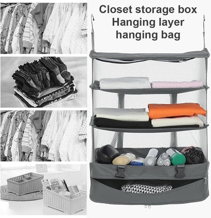 MTSDM Hanging Travel Shelves Bag, Portable Hanging Travel Shelves, Packing Organizer for Luggage, Compression Closet Storage Organizer, Travel Shelves Bag for Travel, Camping