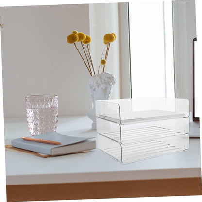 Generic Paper Storage Organizer Desk Tray Stackable File Organizer for Office Transparent Letter Tray for Efficient Workspace Organization