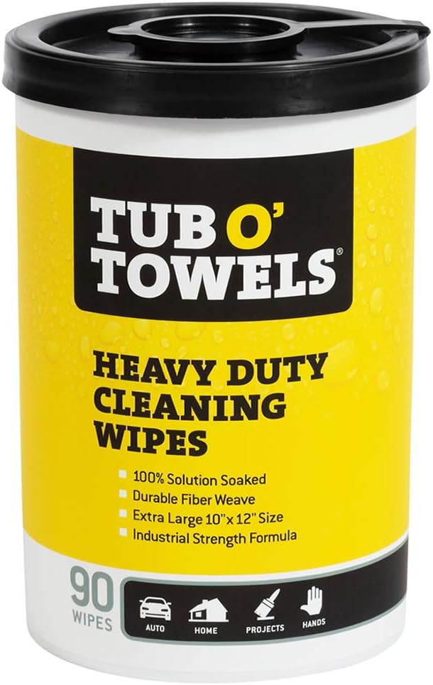 Tub O Towels Heavy-Duty 10 x 12 Size Multi-Surface Cleaning Wipes 90 Count Per Canister
