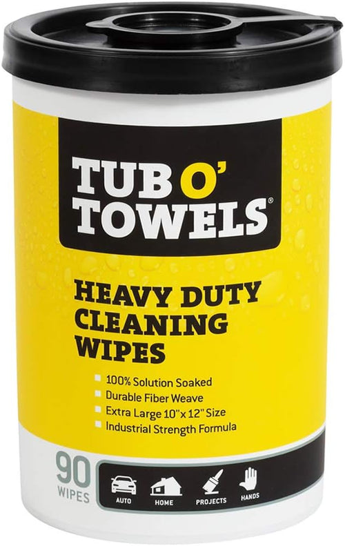 Tub O Towels Heavy-Duty 10 x 12 Size Multi-Surface Cleaning Wipes 90 Count Per Canister