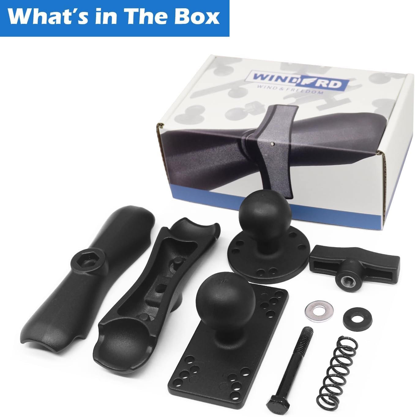 WINDFRD Aluminum 1.5" Ball Fish Finder Mount for Hummingbird Helix 5,7, etc., C Size Universal Marine Electronics Mount, Compatible with RAM, Arkon, iBolt and More