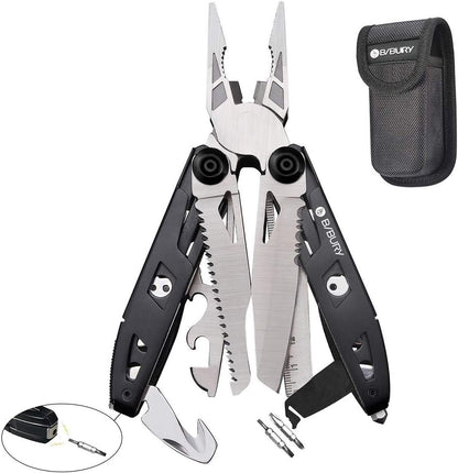 Gift for Him Multitool Pliers,18-in-1 Multi-Purpose Pocket Knife Pliers Kit, Durable Stainless Steel Multi-Plier Multi-Tool for Survival, Camping, Hunting, Fishing and Hiking