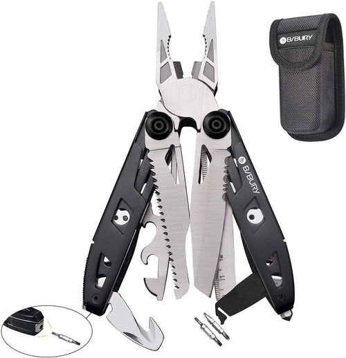 Gift for Him Multitool Pliers,18-in-1 Multi-Purpose Pocket Knife Pliers Kit, Durable Stainless Steel Multi-Plier Multi-Tool for Survival, Camping, Hunting, Fishing and Hiking
