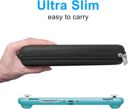 Case for Nintendo Switch Lite Accessories, YUANHOT Portable Travel Bag for Switch Lite Games Protective Case & Tempered Glass Screen Protector & 6 Thumb Grip Caps - Black