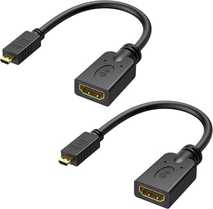 Cable Matters 2-Pack Micro HDMI to HDMI Adapter (HDMI to Micro HDMI Adapter) 6 Inches with 4K and HDR Support for Raspberry Pi 4 and More