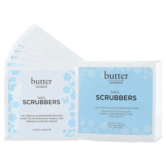 Butter LONDON Nail Polish Remover Pads, Nail Scrubbers - 2-in-1 Prep & Lacquer Remover Nail Wipes - Travel-Friendly Gel Fingernail Polish Remover -...
