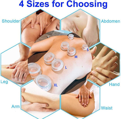 Professional Silicone Cupping Therapy Set 2pcs XL Vacuum Suction Massage Cups for Cellulite Treatment & Muscle Back Pain Relief & Injury Recovery Massager Single Use (Big Large)