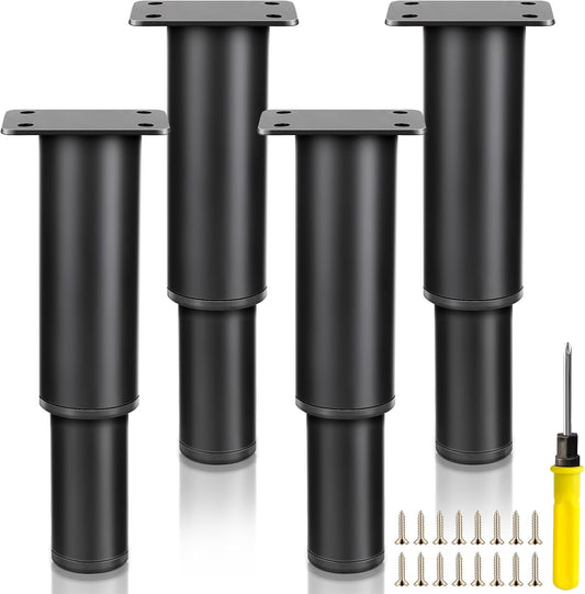 AiQInu 4 Pieces Furniture Feet 12-22cm Adjustable Furniture Feet with 18 Screws and Screwdriver, High Quality Iron for Wardrobe, Table, Sofa, Bed, Kitchen Furniture Legs