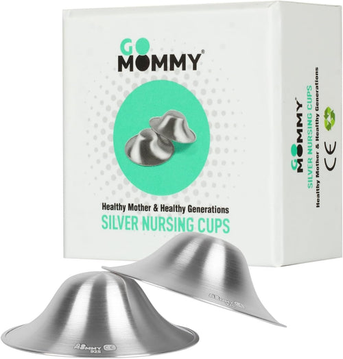 Go Mommy- The Original Silver Nursing Cups, Nipple Shields for Nursing Newborn, Nipple Protector for Breastfeeding, Nipple Covers Breastfeeding, No Need Nipple Cream, Newborn Essentials Must Haves