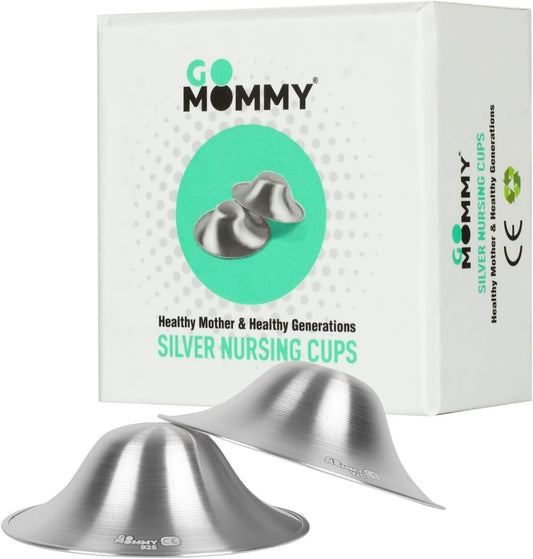 Go Mommy- The Original Silver Nursing Cups, Nipple Shields for Nursing Newborn, Nipple Protector for Breastfeeding, Nipple Covers Breastfeeding, No Need Nipple Cream, Newborn Essentials Must Haves