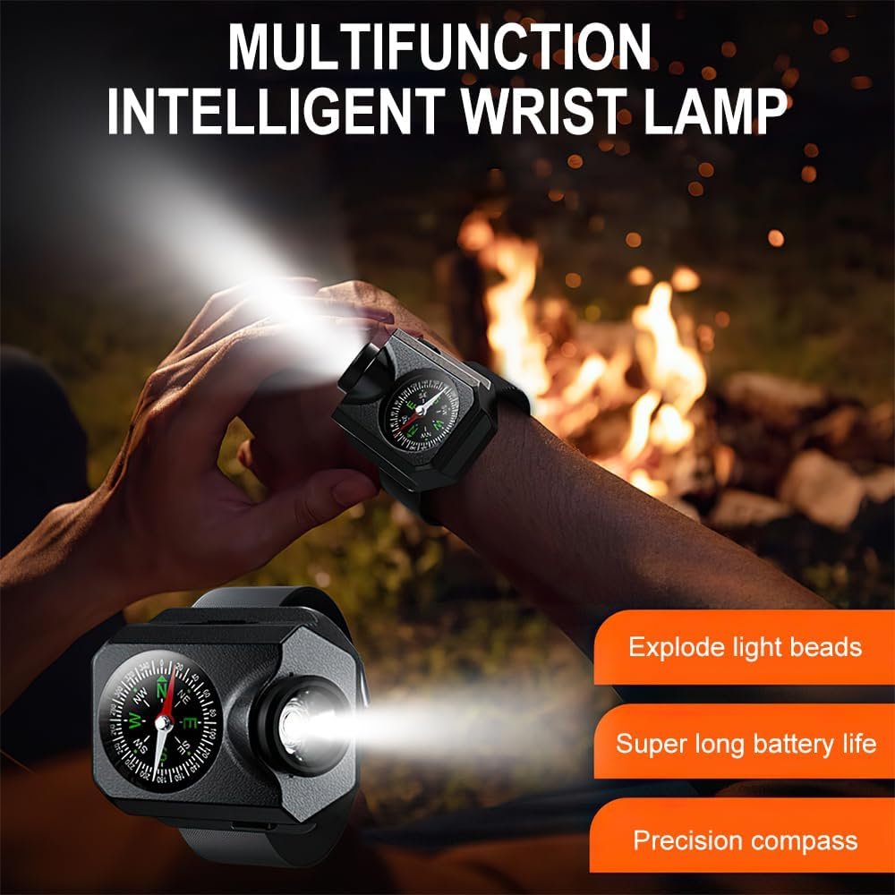 OBEST Torch Wrist Light, Waterproof Watch Flashlight with Compass Tactical Flashlights for Outdoor Running, Hiking, Camping, Biking, Mountain Climbing