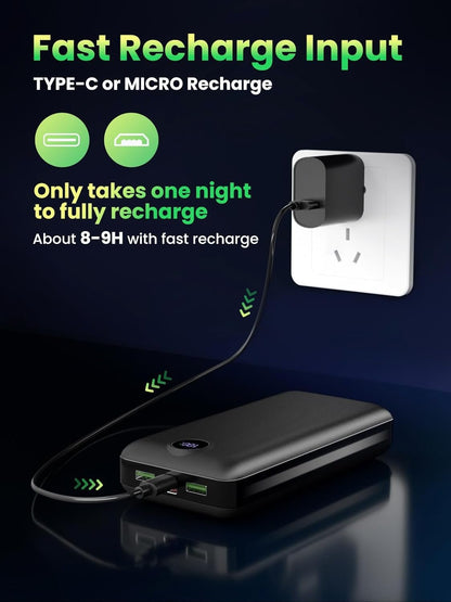 Power Bank Fast Charging 50000mAh 22.5W Portable Charger USB C Quick Charge with 3 Outputs & 2 Inputs LED Display Huge Capacity External Battery Pack for iPhone, Samsung, iPad etc