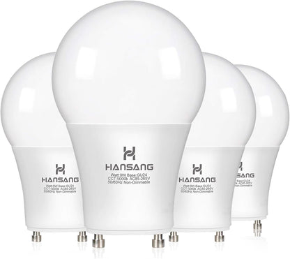 hansang A19 LED Bulb Gu24 Light Bulb Base,9W (100W Equivalent),900 Lumens,5000K Daylight,220 Degree Beam Angle,Gu24 Twist Base,for CFL Upgrade,Non-Dimmable 4 Pack
