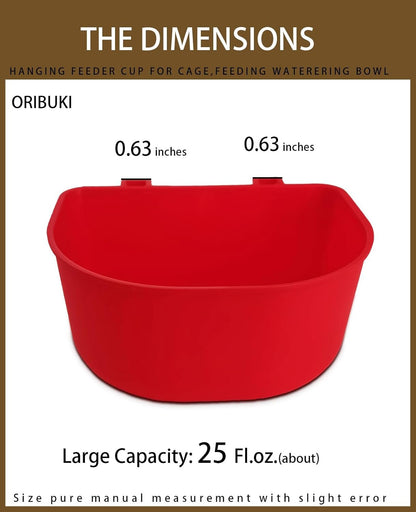 ORIBUKI 5 Pack Cage Cups Chicken Birds Feeder Water Bowl 25 OZ Rabbit Feeding Watering Dish for Travel Carrier Cat Puppy Food Dispenser Hanging Wire Cages Treats Box Seed Drinking Coop Cup Birdbath