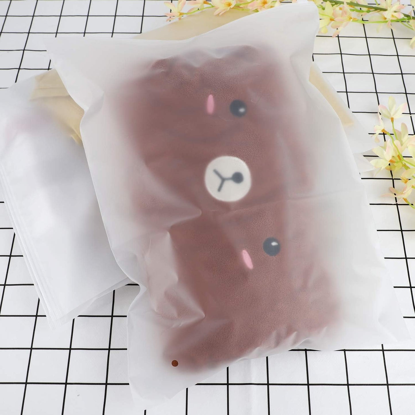 ENPOINT Packaging Clothing Bags, 50PCS 12x16 inch Poly Plastic Bag for Clothes, Frosted Ziplock Bags for Packing Selling Apparel Organization, Custom T Shirts, Pillowcases, with Vent Holes, 3 Mil