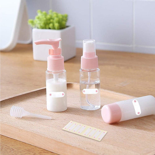 Travel Bottles Kit, Leak Proof Portable Toiletry Containers Set, Clear BPA Free PET Cosmetic Containers for Lotion, Shampoo, Cream, Soap, Set of 11 (Pink, Pack of 1)