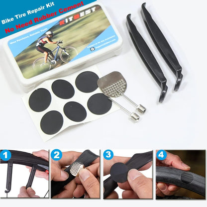 Bike Repair Kit & Bicycle Tire Pump, All In One Bike Repair Tool, Portable Tire Patches Repair Fixes, Fixe, Home Maintenance Camping Travel Tool & Bike Bag, Inflator. Safety Emergency Repair Toolkit
