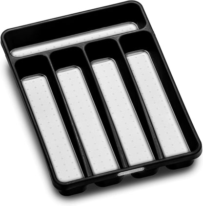 Madesmart Mini 5-Compartment Plastic Silverware Tray for Drawers, Cutlery and Utensil Tray Kitchen Drawer Organizer, Granite