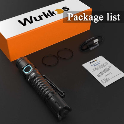 Wurkkos FC12 Tactical EDC Flashlight, 2000LM USB-C LED, IPX-8 Waterproof, Black