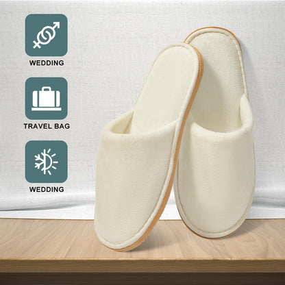 6 Pairs Spa Slippers, Washable & Reusable Closed Toe Disposable Indoor Hotel Slippers, Soft Home Coral Fleece Slipper,Super Soft Crystal Velvet, Padded Sole for Comfort- for Guests, Hotel, Travel ,Wedding