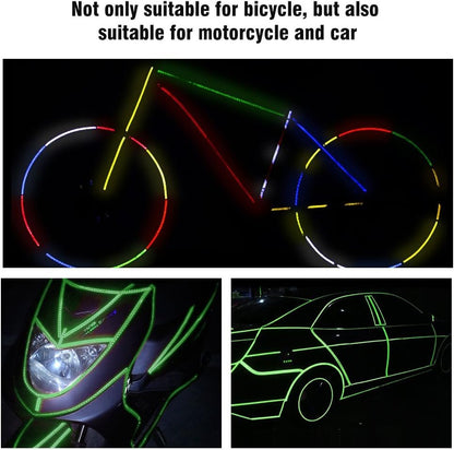 Alomejor 2 Rolls Bicycle Reflective Sticker Cycling Security Wheel Decal Tape Stripe for Car Motorcycle Cycling Bicycle (Green)