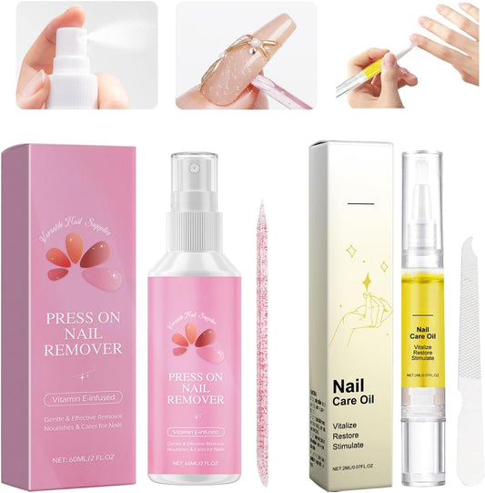 Nail Care Oil and Nail Remover, Nail Remover and Nail Oil for Nail Care, Remove Gel Nails Easily, Smoothes and Strengthens Nourishing Nails