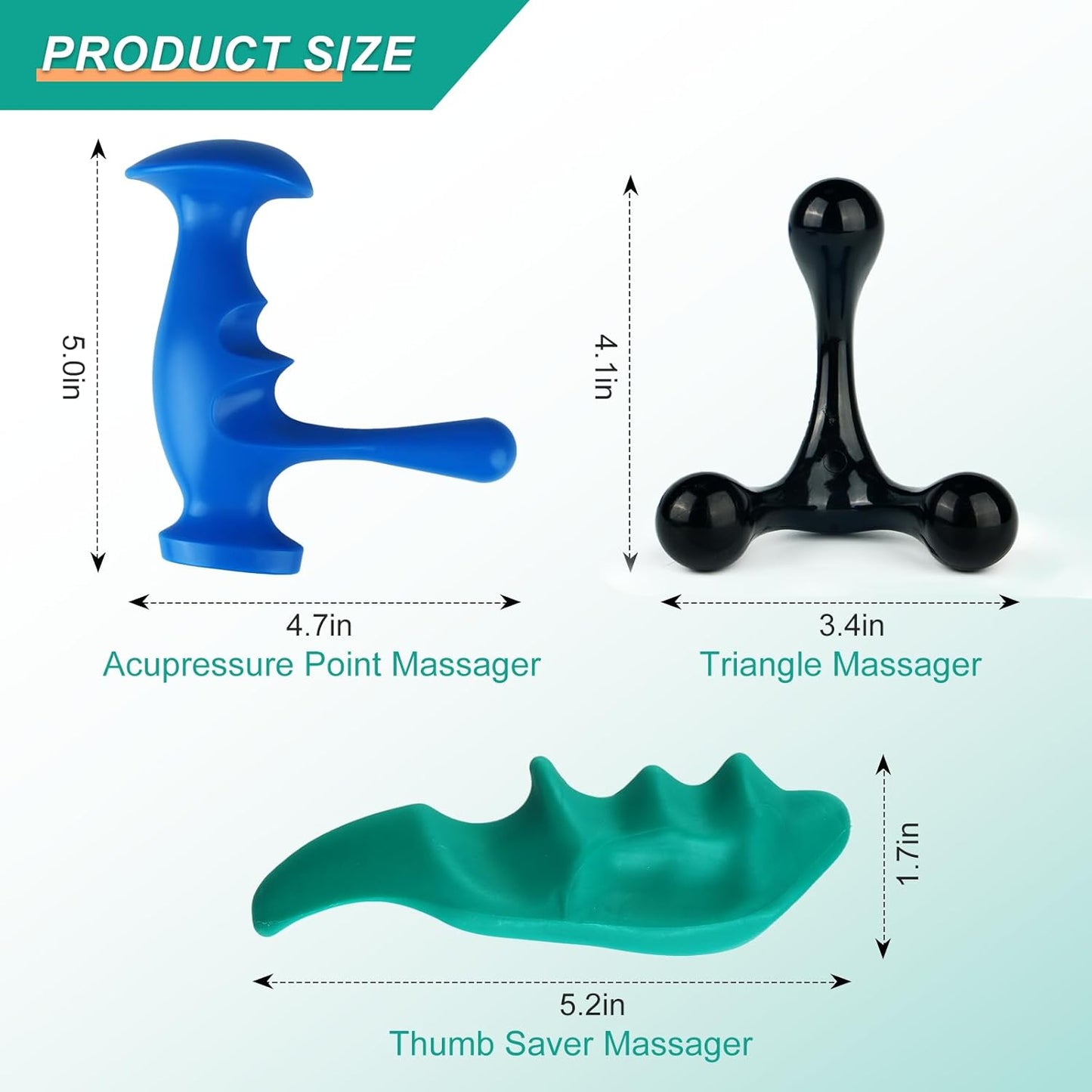Aivwis Thumb Saver Massage Tool, Manual Trigger Point Massage Tool and 3-Legged Massage Knobs, for Full Body Deep Tissue Massage, Stress Relief and Muscle Recovery