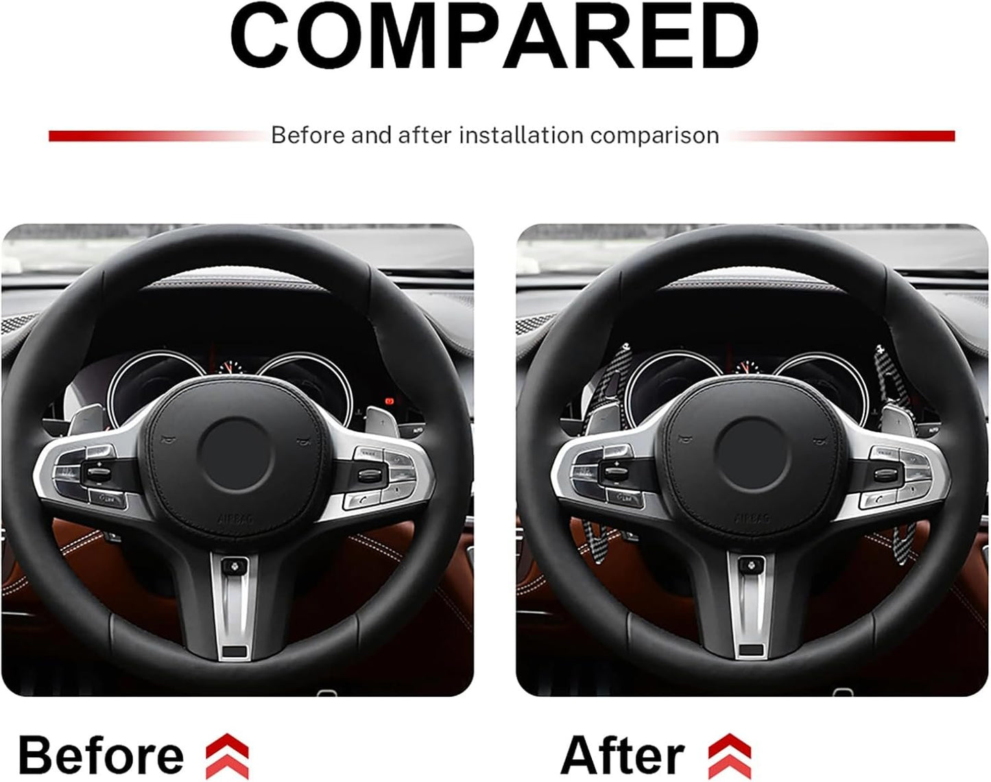 KUNGKIC For BMW 4 5 7 6 3 G20 G30 G11 G06 G01 G07 G29 G05 G15 G14 G22 G26 Steering Wheel Gear Lever ABS DSG Interior Extensions Decoration Accessories 2 Pieces Black Carbon Fiber