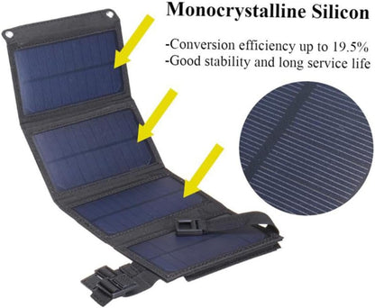 Gogogmee Foldable Solar Panel Charger 10w Solar Power Bank USB Port for Mobiles Outdoor Use