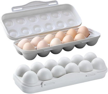 Covered Egg Holders, 2Pcs Reusable Deviled Egg Tray Carrier with Lid, 12 Grid Plastic Storage Container, Stackable Space-Saving Plastic Holder Tray for Kitchen Restaurant