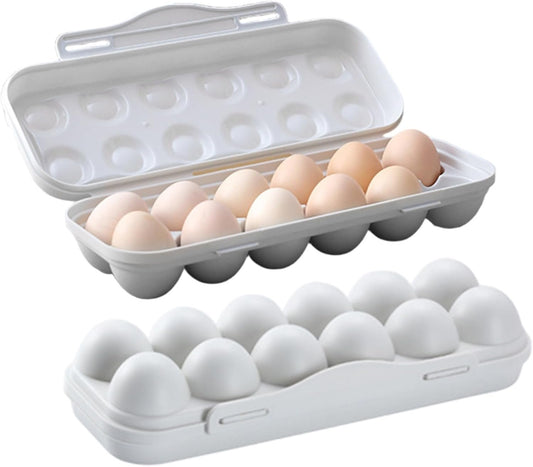Covered Egg Holders, 2Pcs Reusable Deviled Egg Tray Carrier with Lid, 12 Grid Plastic Storage Container, Stackable Space-Saving Plastic Holder Tray for Kitchen Restaurant