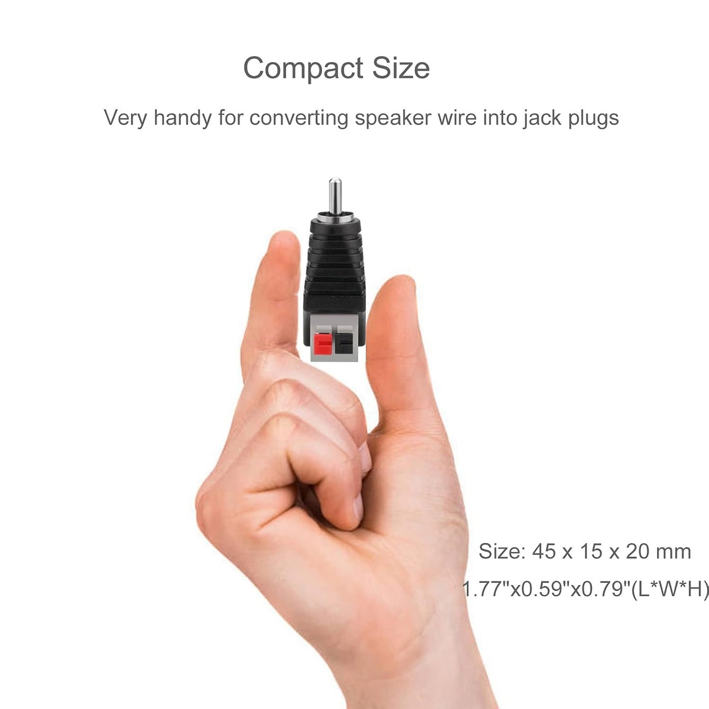 Borsuer RCA to Speaker Wires Adapter, 4Pcs RCA Male to Spring Press Type Terminal Speaker Wire Cable Converter Non-Soldering RCA Speaker Jacks for Speaker Connections