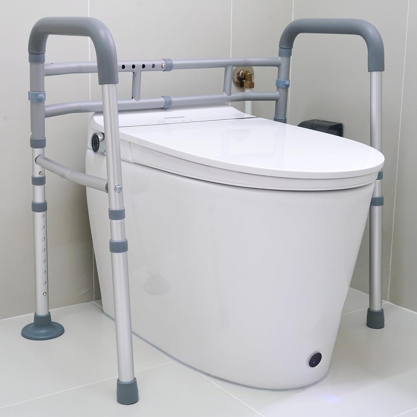 LandTale Toilet Safety Rails, Adjustable Toilet Rails for Elderly Adults Senior Disabled Handicap, Toilet Assistance Handles Safety Frames