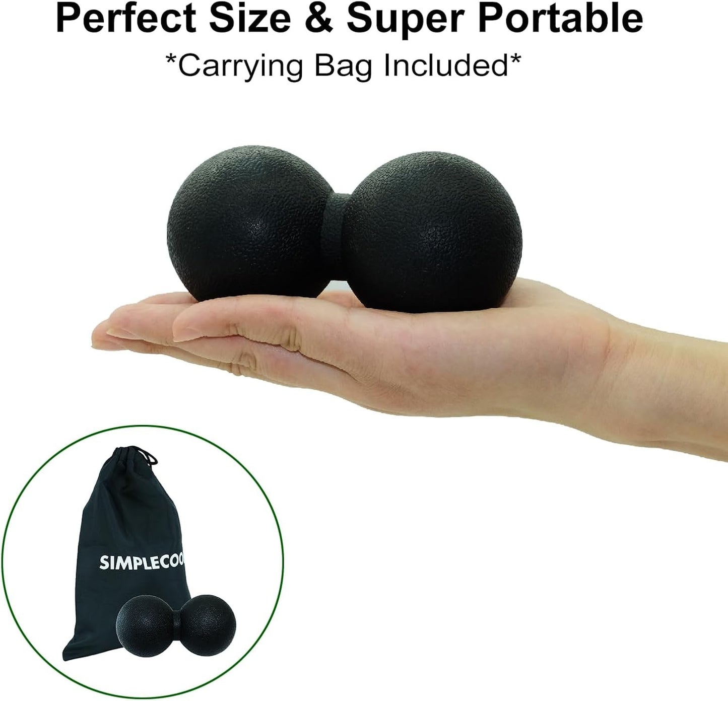 Hard Peanut Massage Ball, Double Lacrosse Massage Ball. Deep Tissue Massager Mobility Roller for Physical Therapy Myofascial Release Trigger Point Muscle Relax Pain Relief Acupressure (Black)