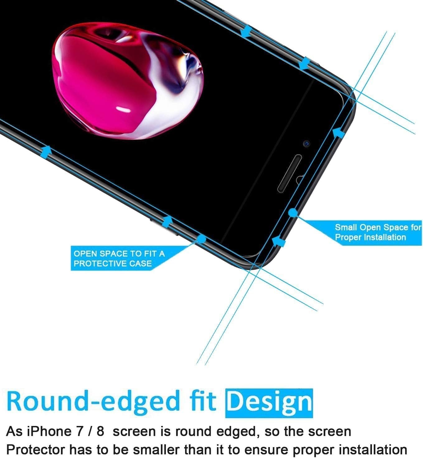 NEW'C 3 Pack Designed for iPhone 8,iPhone 7 (4.7") Screen Protector Tempered Glass, Bubble Free, Ultra Resistant