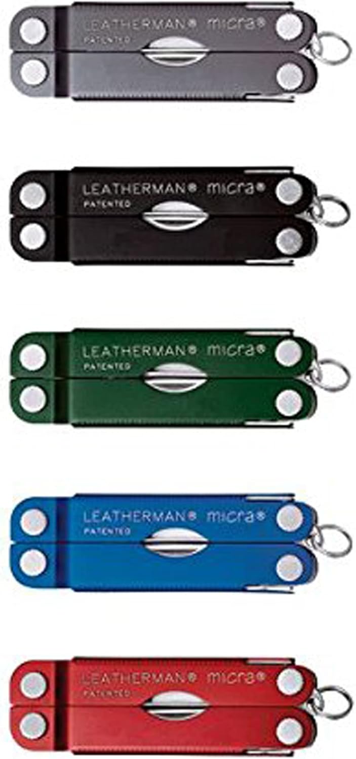 LEATHERMAN, Micra Keychain Multitool with Spring-Action Scissors and Grooming Tools, Stainless Steel, Built in the USA, Gray