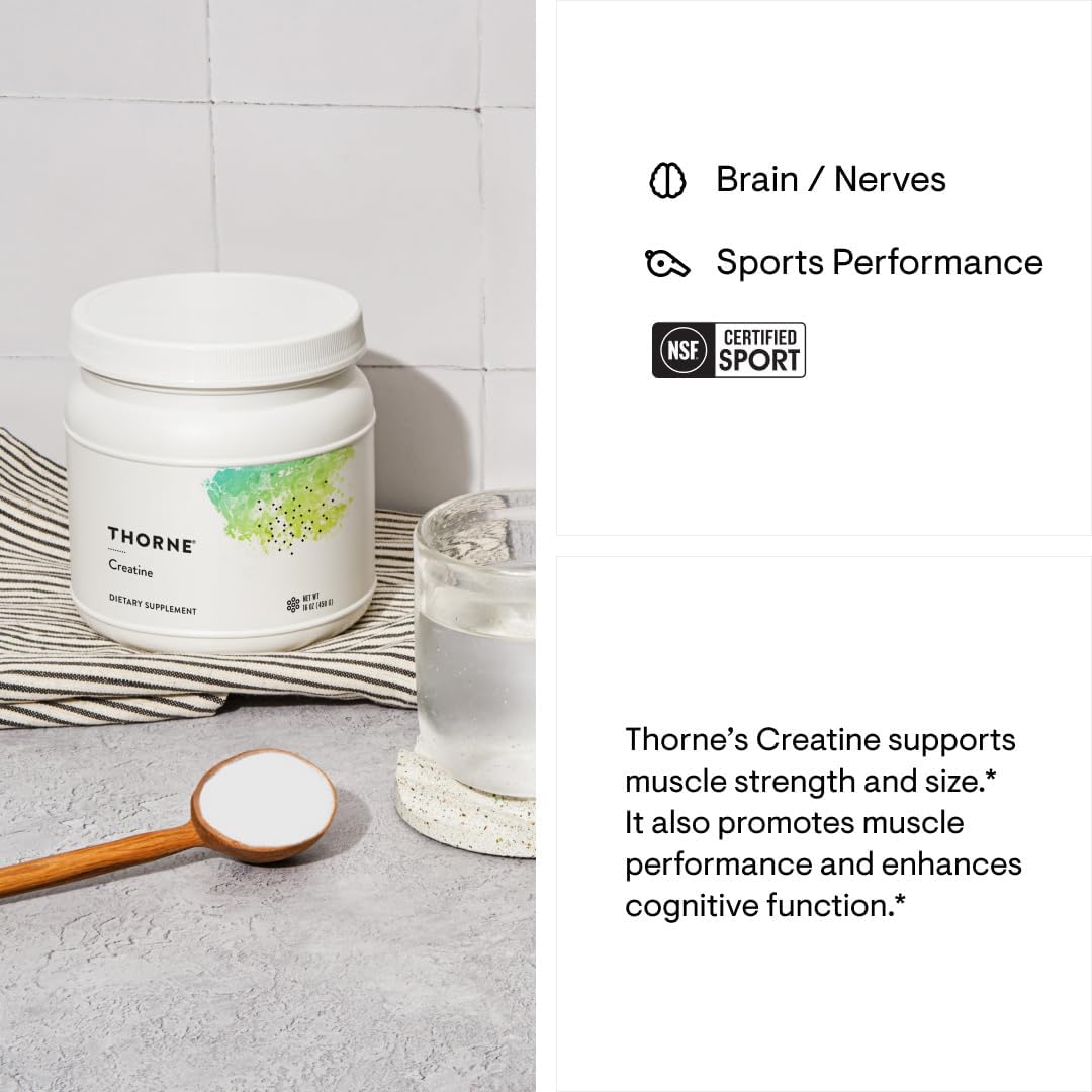 Thorne Research - Creatine - Creatine Monohydrate, Amino Acid Powder - Support Muscles, Cellular Energy and Cognitive Function (90 Servings (Pack of 1))