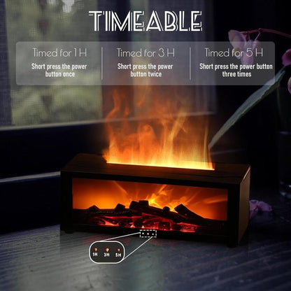 3D Flame Aroma Diffuser for Fireplace, 150 ml 3D Diffuser for Fireplace, Flame Diffuser in 7 Colours, for Home, Room, Office (Black)