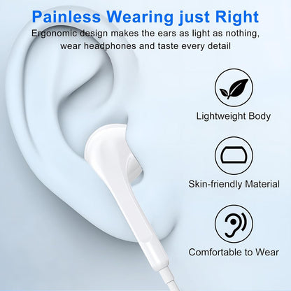 USB C Headphones,Wired Headphones HiFi Stereo Earphones with Microphone and Volume Control, in-Ear Earbuds Wired Earphones for iPhone 16/15/Pro/iPad/Google Pixel Samsung