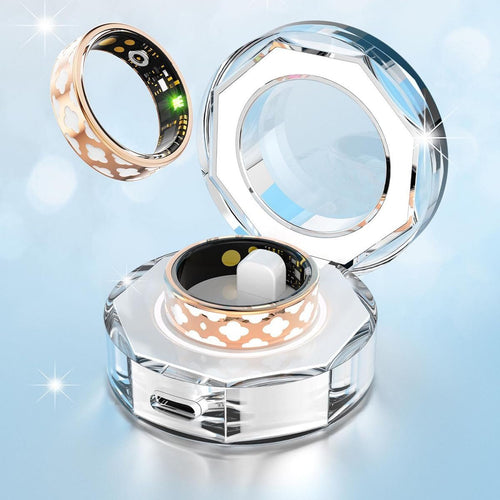 Smart Ring Sports Ring Sleep Tracker Fitness Tracker Ring Charging Box Android/iPhone Compatible Smart Ring IP68 Waterproof (8#)