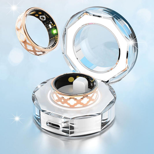 Smart Ring Sports Ring Sleep Tracker Fitness Tracker Ring Charging Box Android/iPhone Compatible Smart Ring IP68 Waterproof (8#)