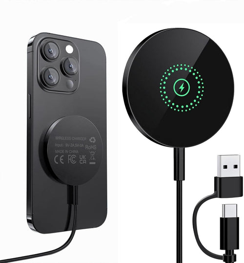 Magnetic Wireless Charger Compatible with Mag-Safe Charger, 15W Fast Charging Wireless Charger Pad for iPhone 16 15 14 Pro/Pro Max/Plus, 13 12 Pro/Pro Max/Mini