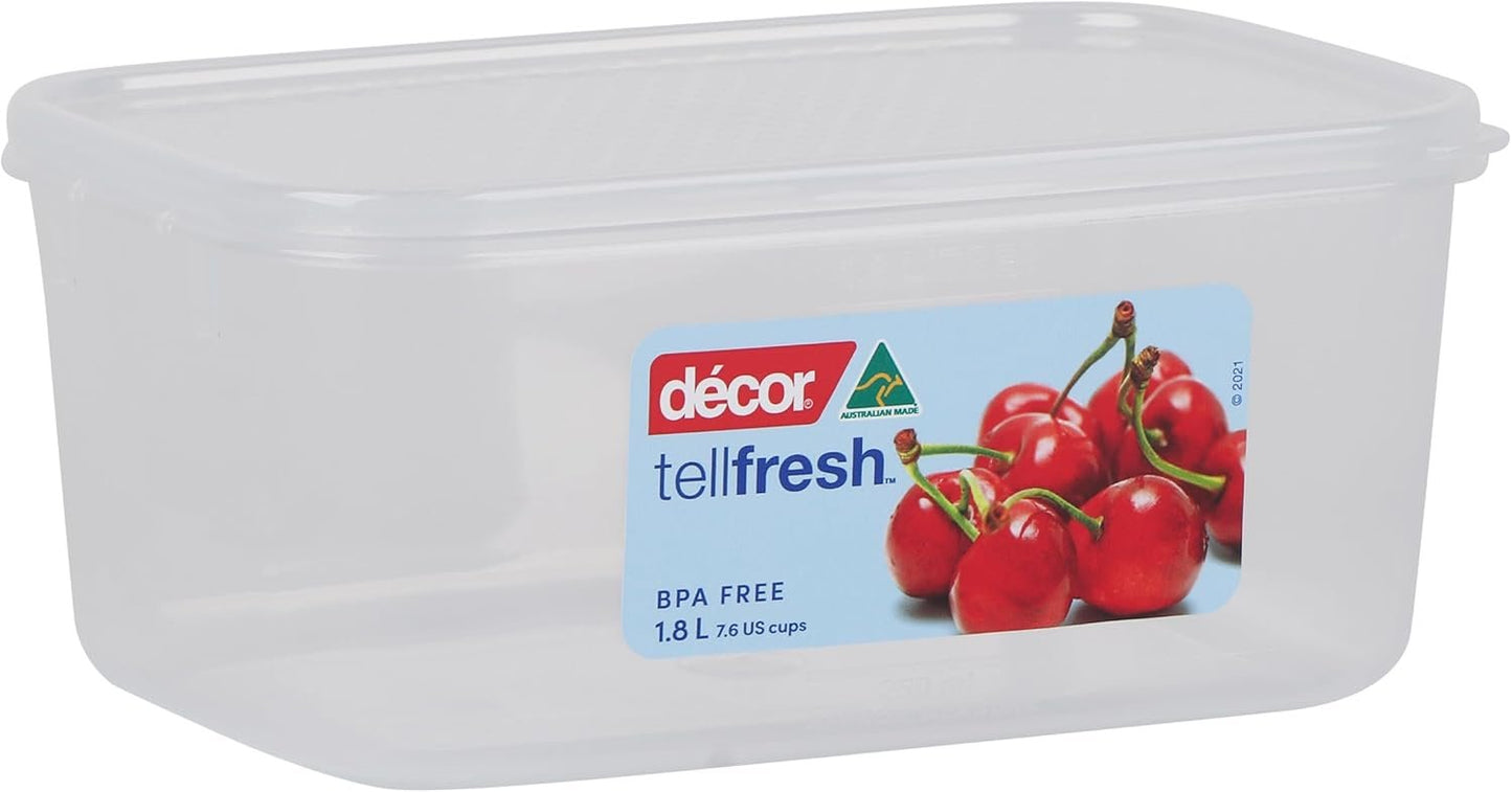 DÃ©cor Tellfresh Oblong Food Container, 1.8 Liter Capacity