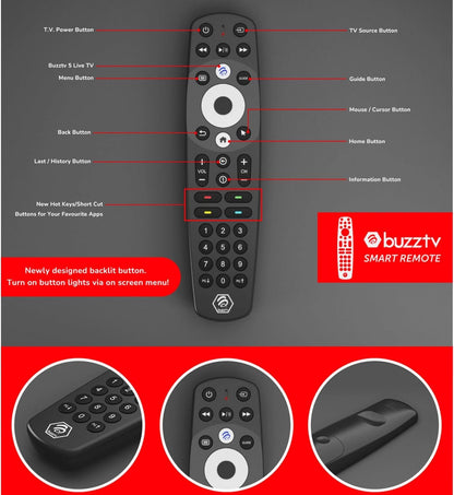 BuzzTV X5 AX-C 4K TV Box, 4GB DDR4 RAM, 128GB Expandable Storage, Dual-Band, V6 with Premium BT-400 Smart Remote Control